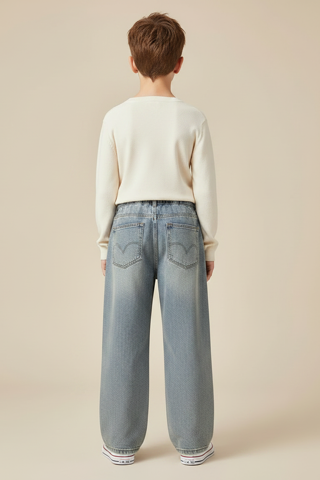 Pantalon Japonais Bleu Clair Ample Enfant Décontracté - Jean - vue 2