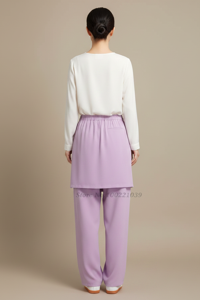 Pantalon Japonais Lavande Ample Fluide Décontracté Élégant - Violet Polyester - vue 2