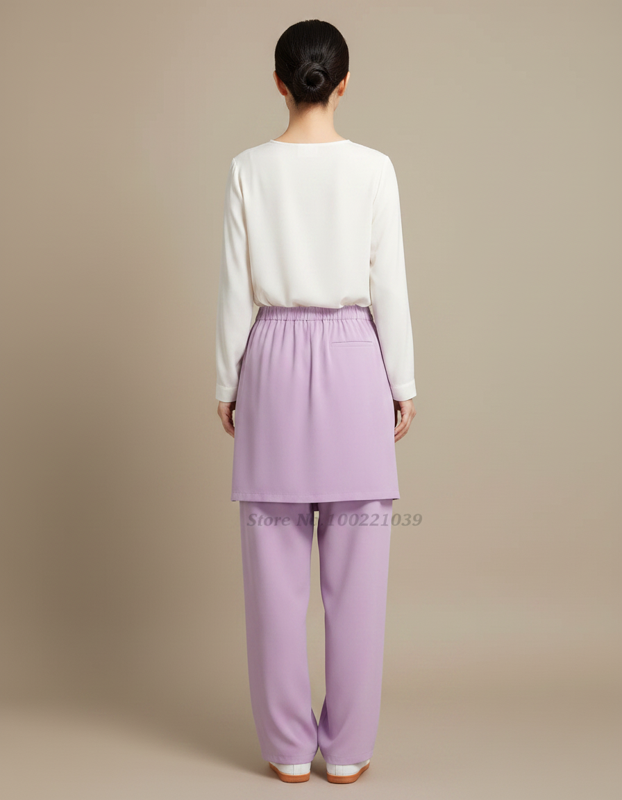 Pantalon Japonais Lavande Ample Fluide Décontracté Élégant - Violet Polyester - vue 2