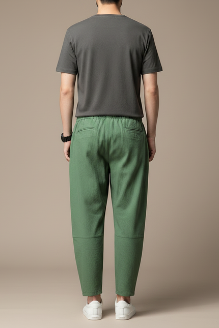 Pantalon Japonais Vert Coton Ample Décontracté Homme - vue 2
