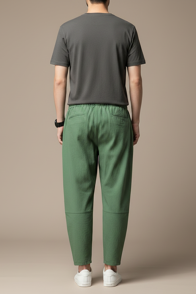 Pantalon Japonais Vert Coton Ample Décontracté Homme - vue 2