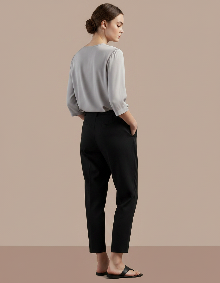 Pantalon Japonais Noir Ample Fluide Élégant Décontracté - Viscose - vue 2