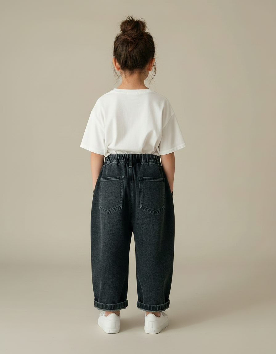 Pantalon Japonais Denim Ample Enfant Gris - Jean - vue 2