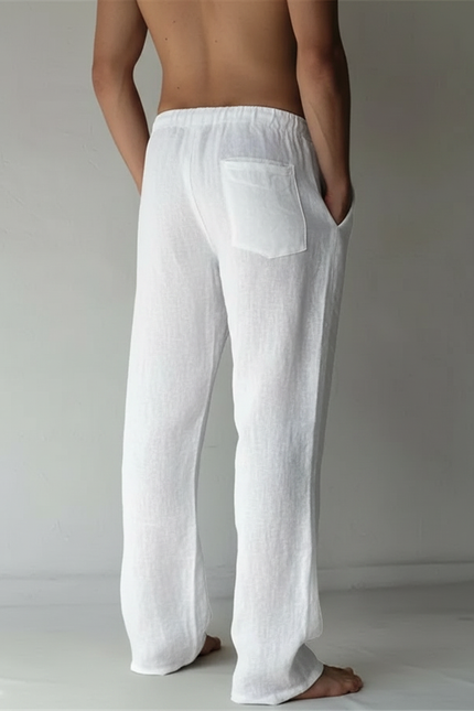 Pantalon Japonais Blanc Fluide Coton Lin Décontracté