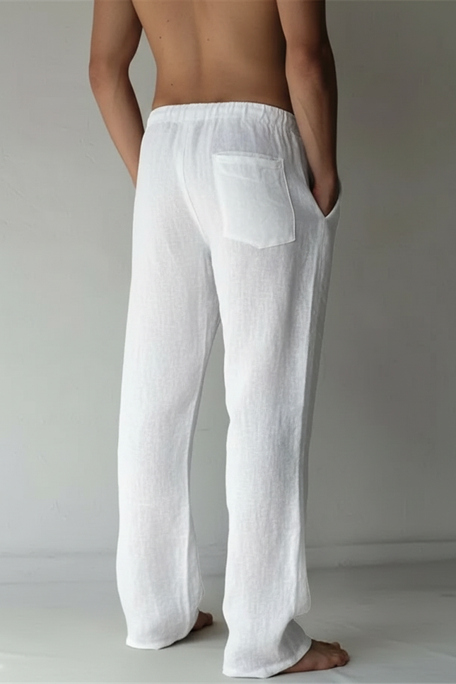 Pantalon Japonais Blanc Fluide Coton Lin Décontracté