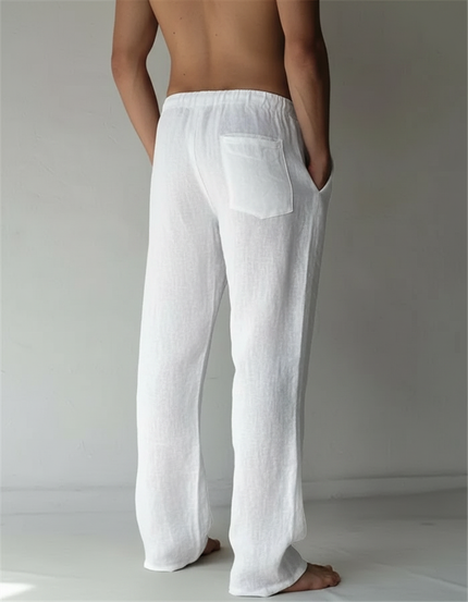 Pantalon Japonais Blanc Fluide Coton Lin Décontracté