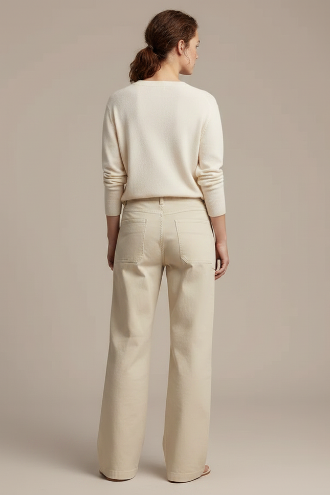 Pantalon Japonais Beige Ample Coton Décontracté Femme - Toile - vue 2