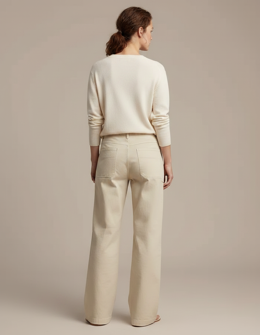 Pantalon Japonais Beige Ample Coton Décontracté Femme - Toile - vue 2
