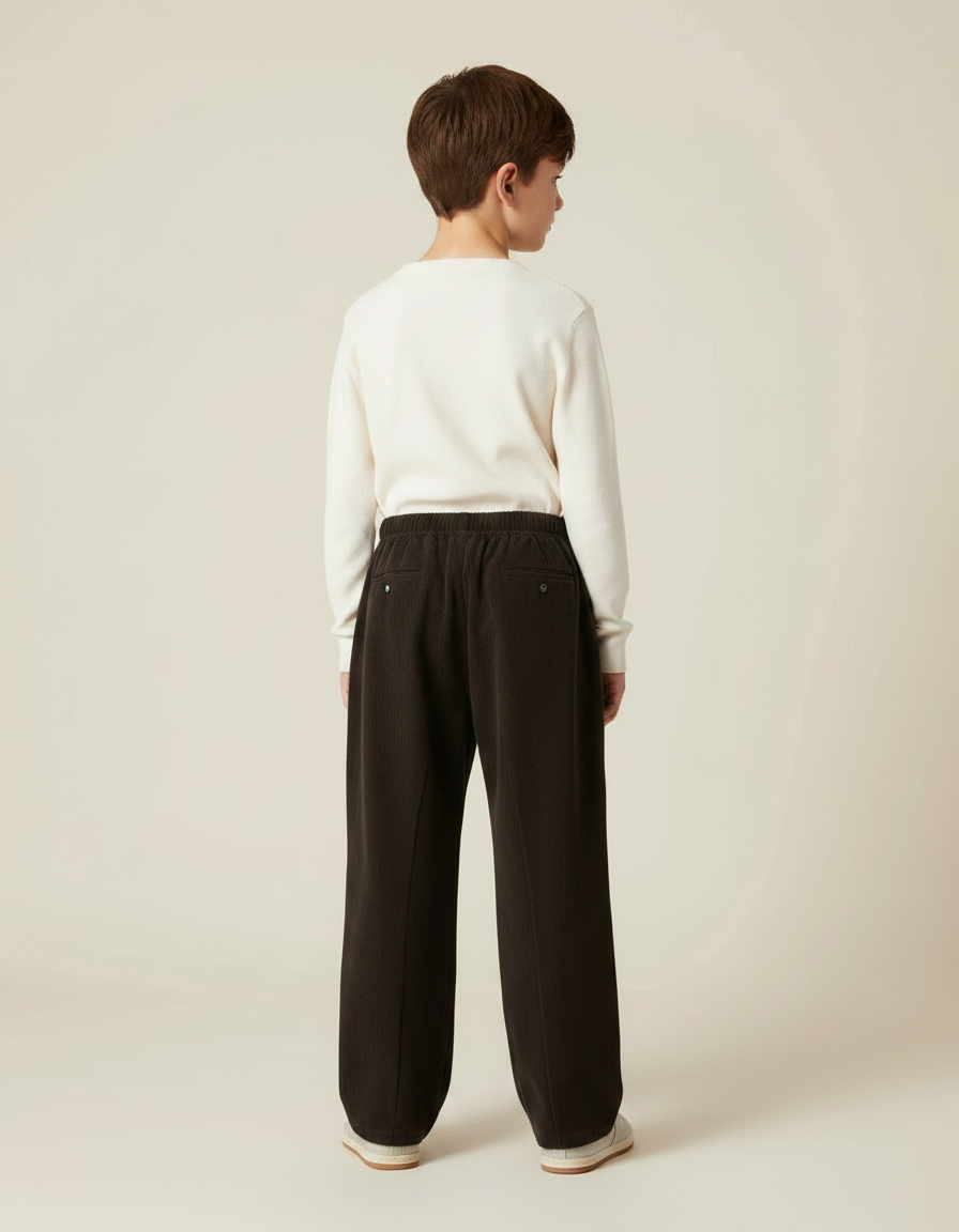 Pantalon Japonais Corduroy Marron Ample Confortable Enfant - Cordé - vue 2