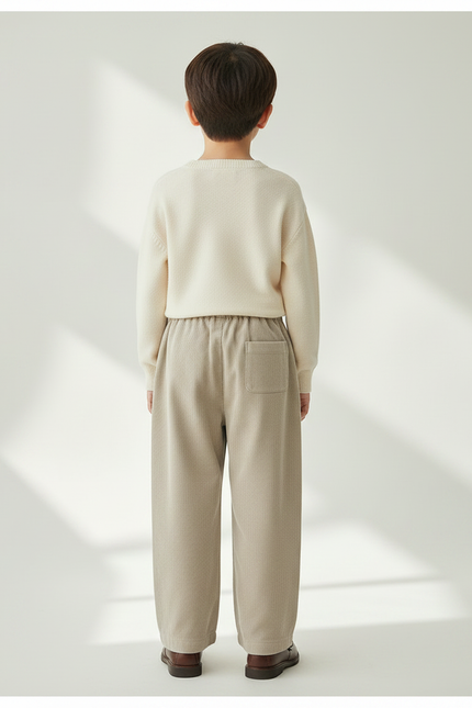 Pantalon Japonais Beige Côtelé Ample Décontracté Enfant - Cordé - vue 2