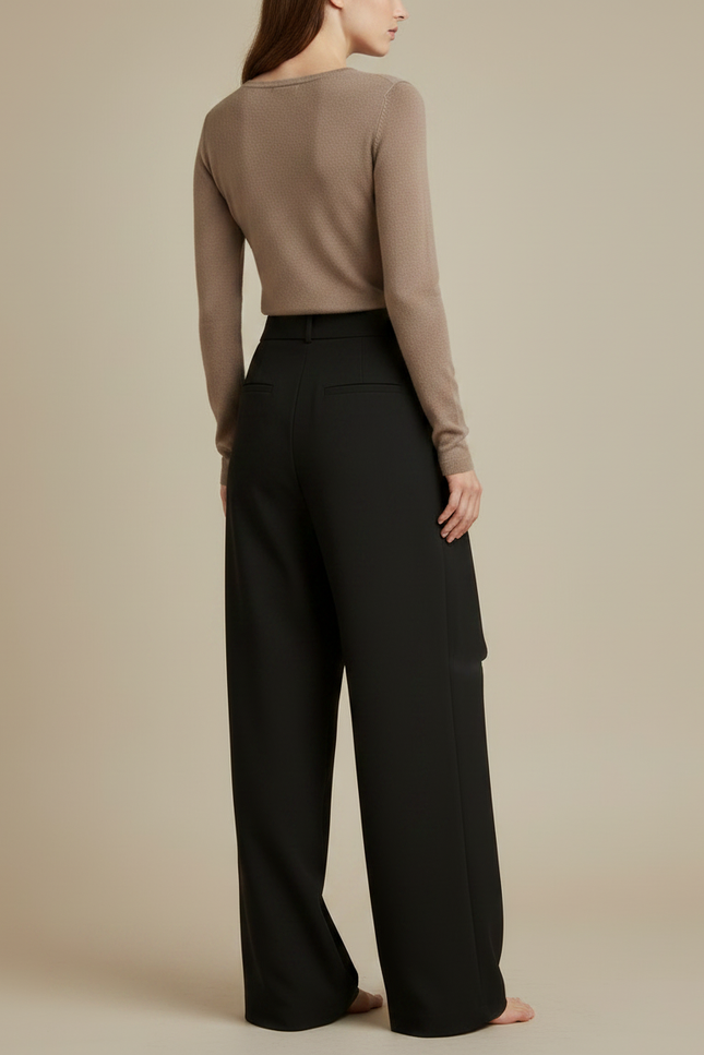 Pantalon Japonais Noir Fluide Asymétrique Élégant Large - Viscose - vue 2