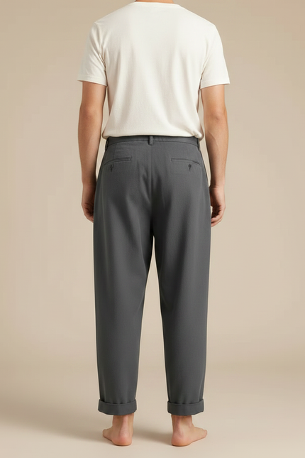Pantalon Japonais Gris Anthracite Ample Décontracté Homme - Gabardine - vue 2