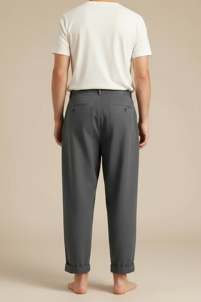 Pantalon Japonais Gris Anthracite Ample Décontracté Homme - Gabardine - vue 2