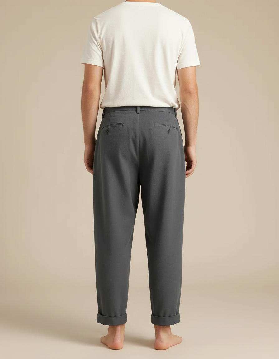 Pantalon Japonais Gris Anthracite Ample Décontracté Homme - Gabardine - vue 2