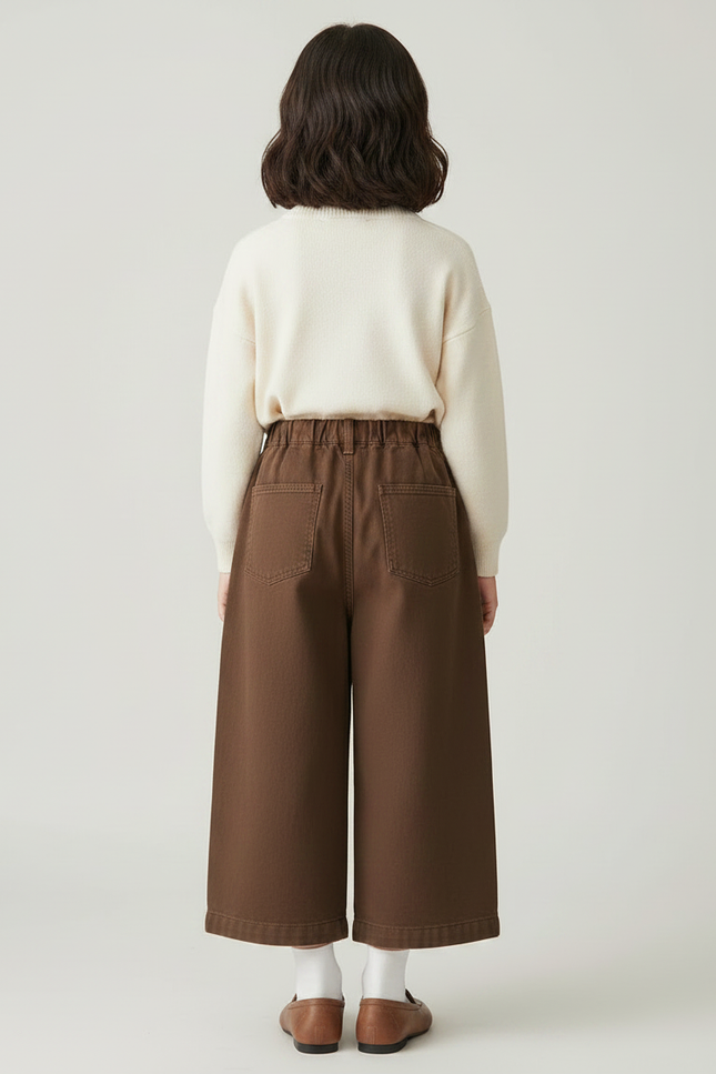 Pantalon Japonais Marron Ample Coton Décontracté Enfant - vue 2