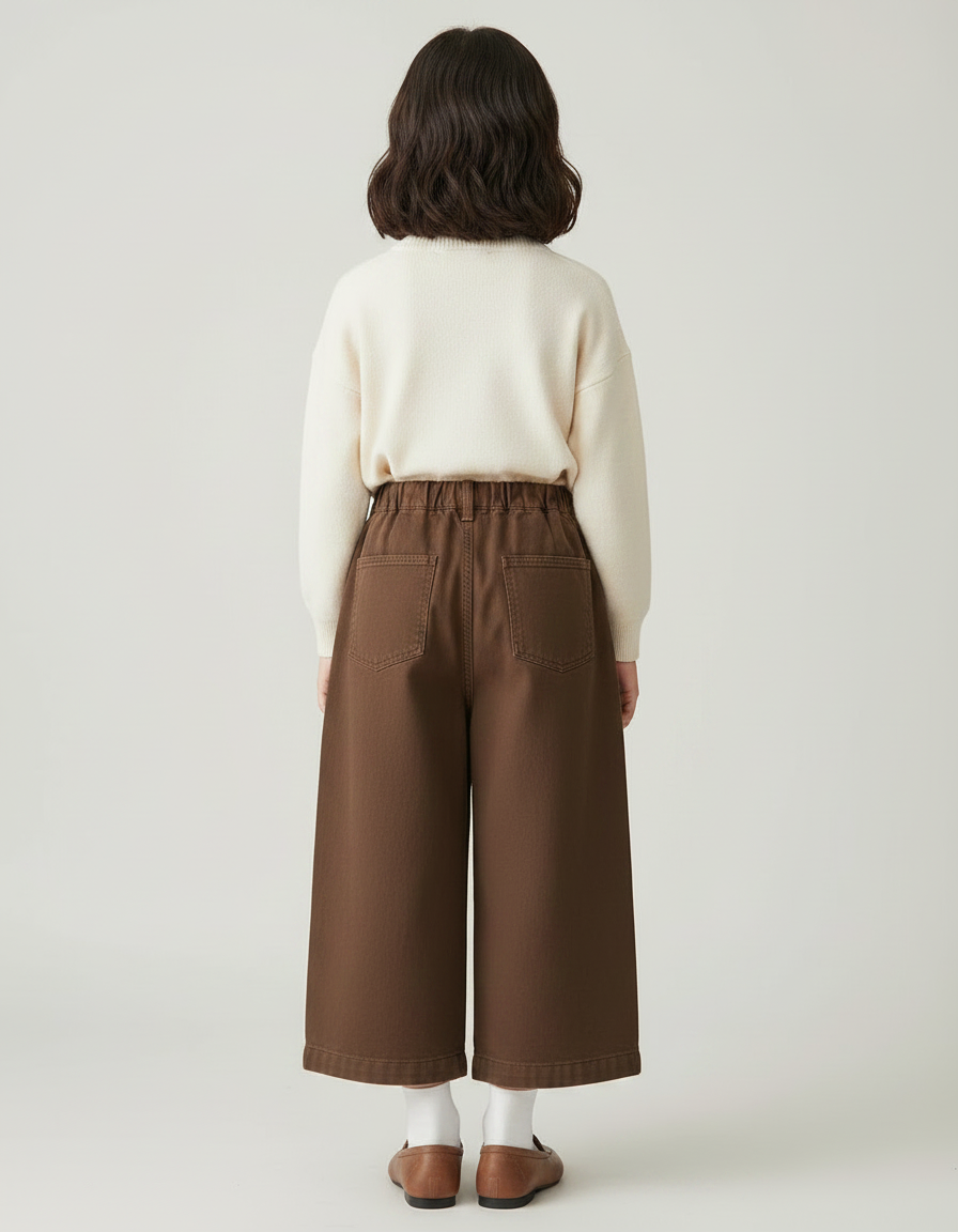 Pantalon Japonais Marron Ample Coton Décontracté Enfant - vue 2
