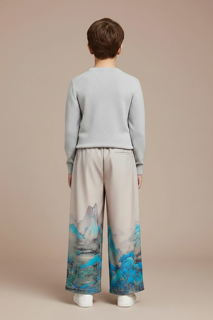 Pantalon Japonais Ample Montagnes Bleues Fluide Enfant - Multicolore Polyester - vue 2