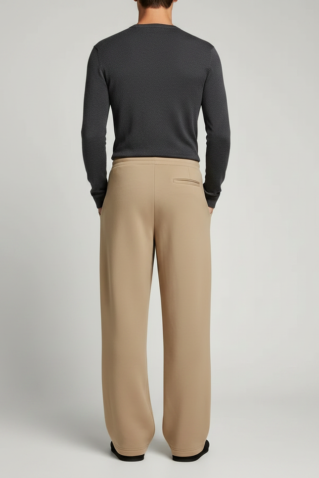 Pantalon Japonais Beige Ample Droit Cordon Confortable - Molleton - vue 2