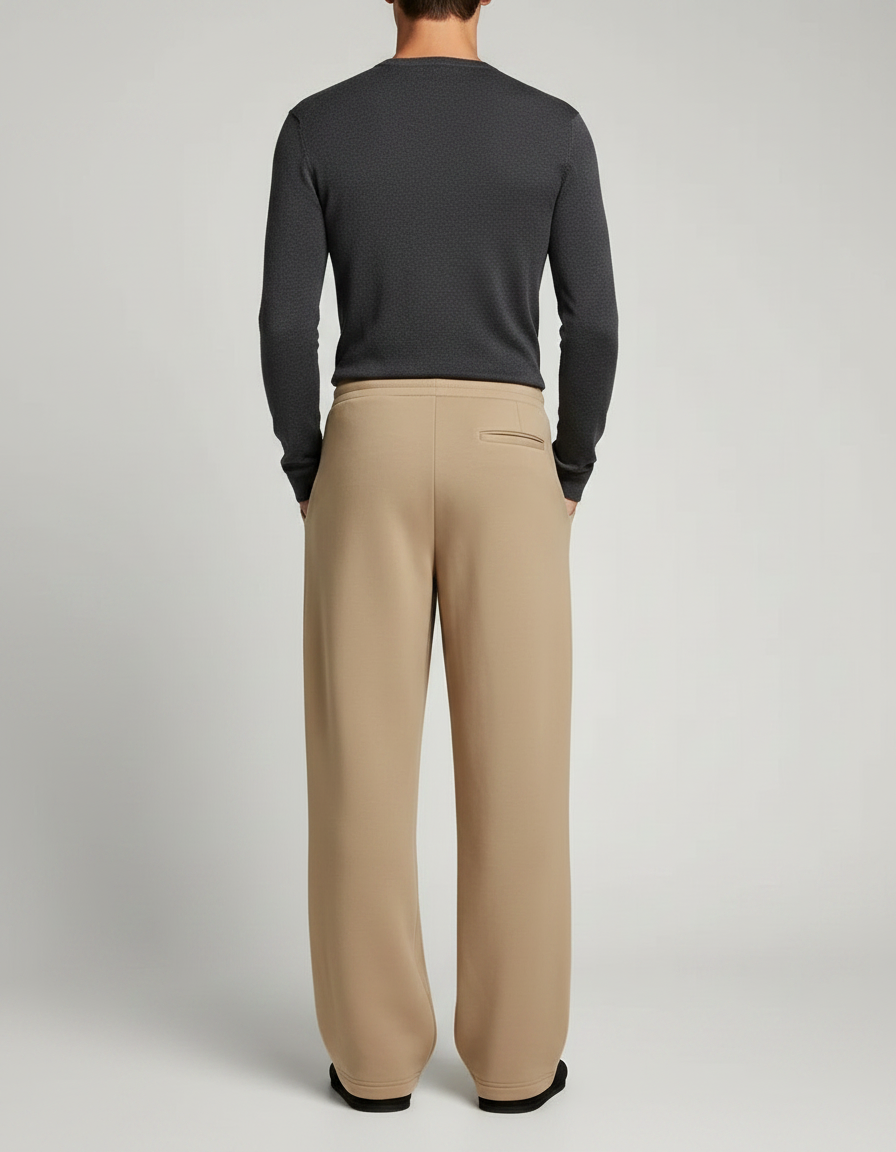 Pantalon Japonais Beige Ample Droit Cordon Confortable - Molleton - vue 2