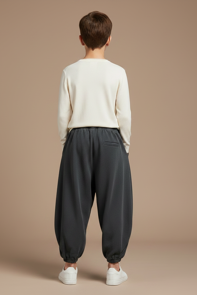 Pantalon Japonais Ample Unisexe Gris Décontracté - Molleton - vue 2