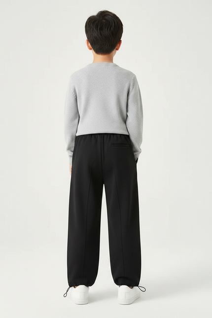 Pantalon Japonais Noir Ample Décontracté Garçon Minimaliste - Molleton - vue 2