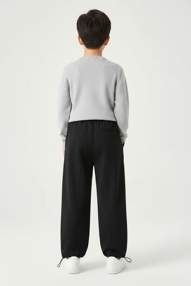 Pantalon Japonais Noir Ample Décontracté Garçon Minimaliste - Molleton - vue 2