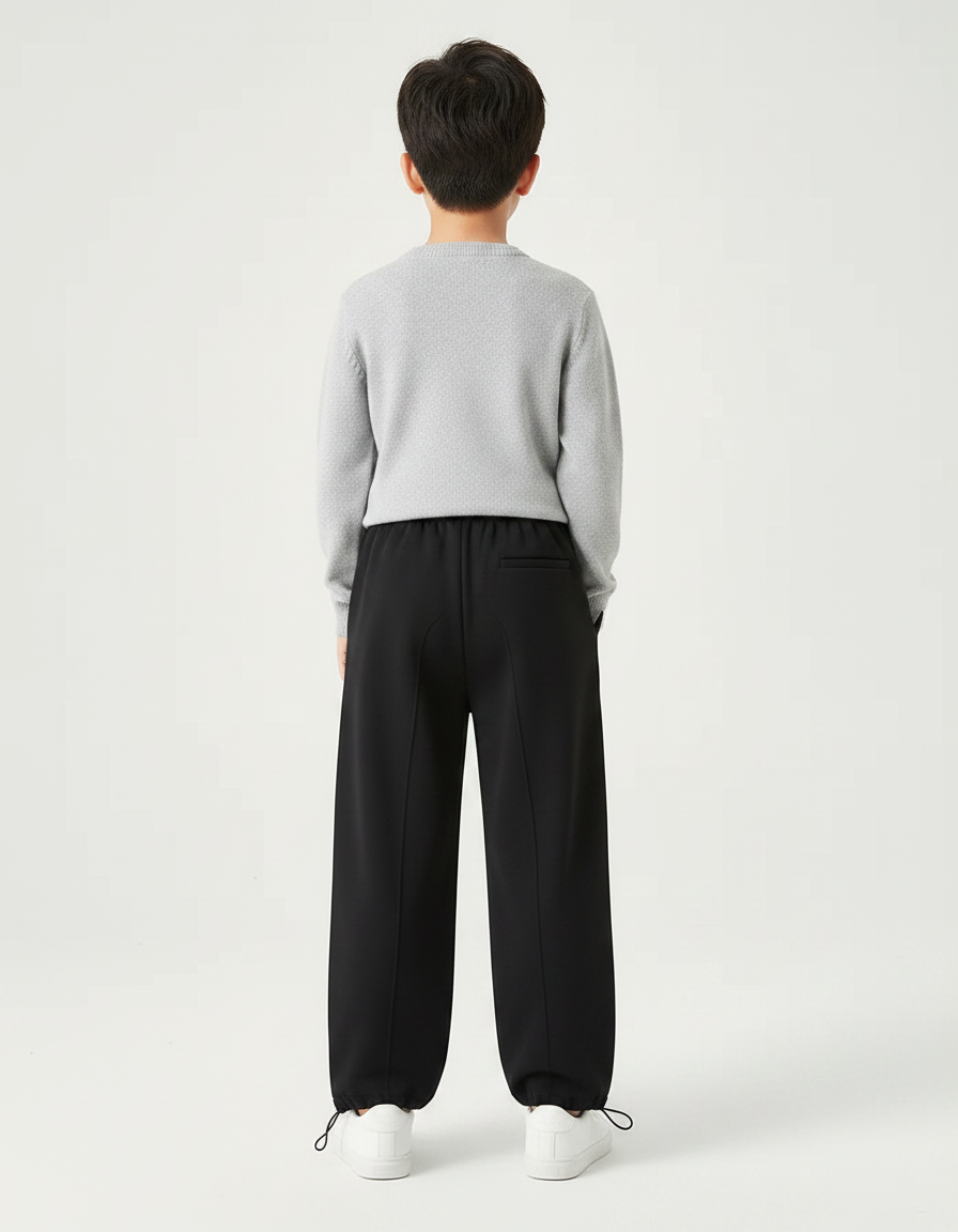 Pantalon Japonais Noir Ample Décontracté Garçon Minimaliste - Molleton - vue 2