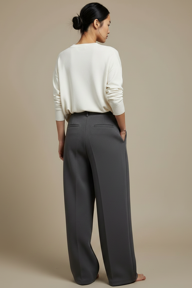 Pantalon Japonais Gris Ample Décontracté Fluide Femme - Polyester - vue 2
