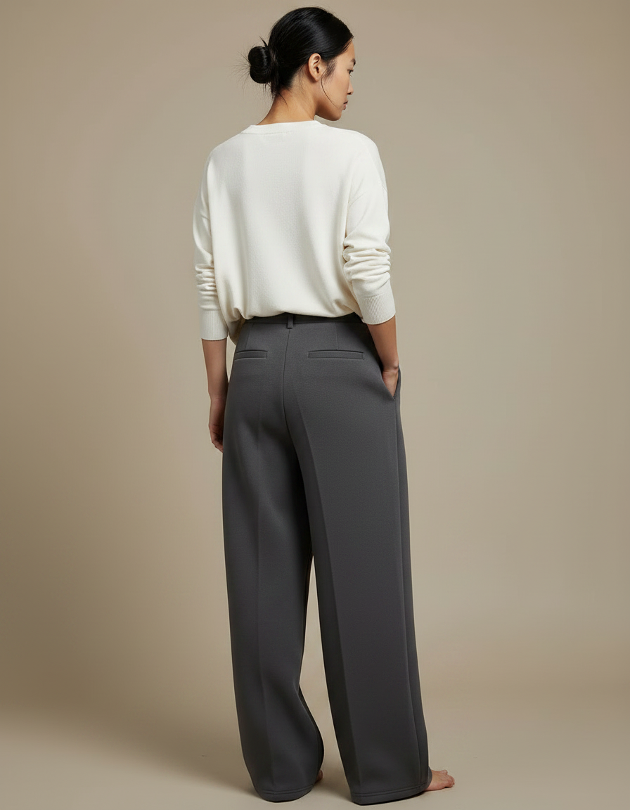 Pantalon Japonais Gris Ample Décontracté Fluide Femme - Polyester - vue 2