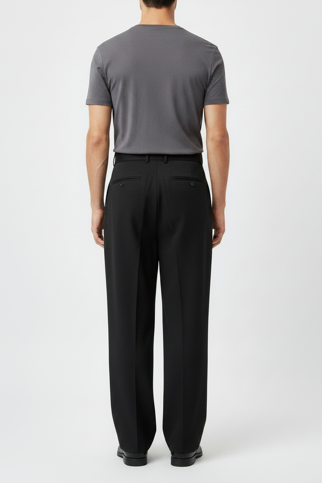 Pantalon Japonais Noir Plissé Ample Homme Élégant - Gabardine - vue 2