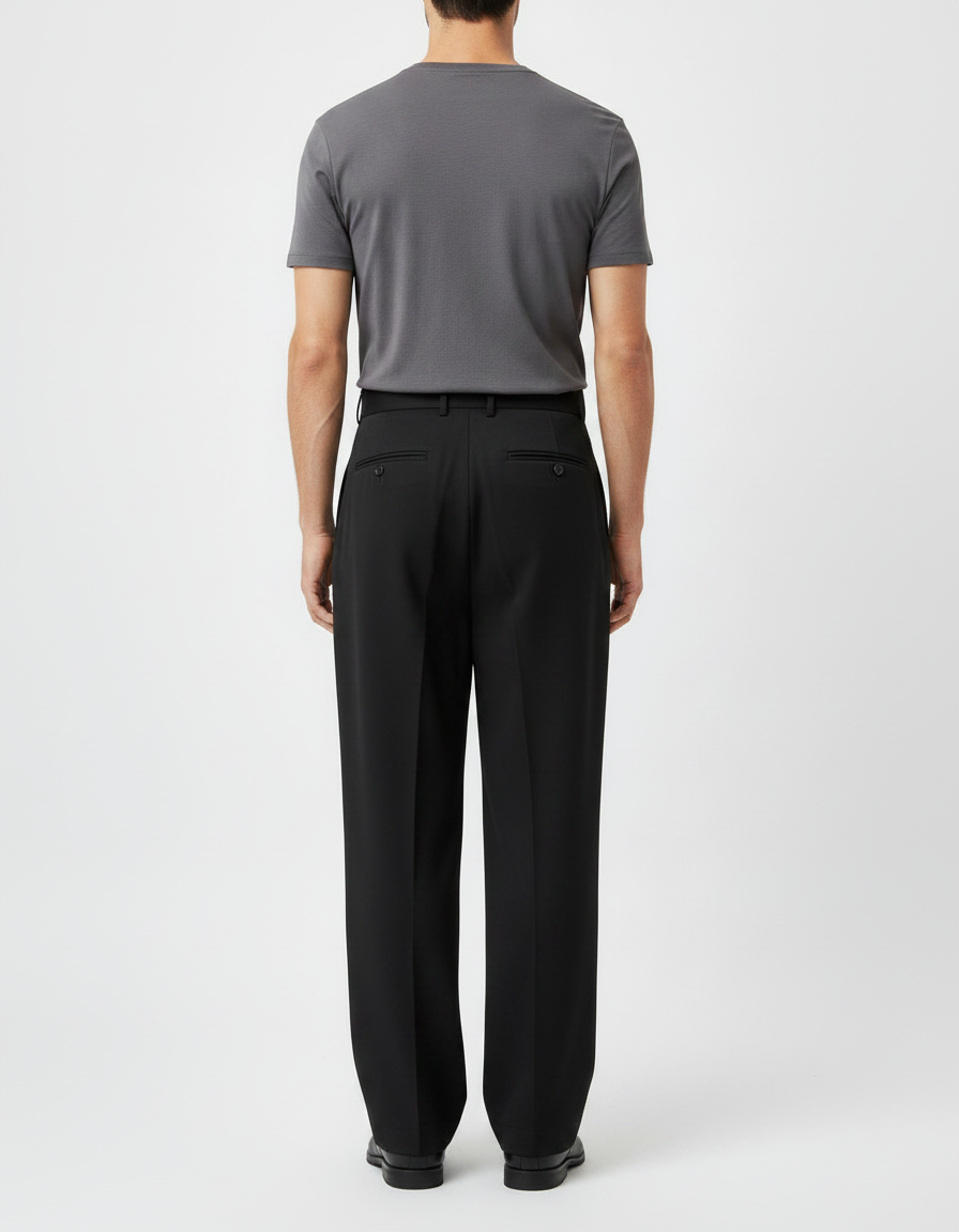 Pantalon Japonais Noir Plissé Ample Homme Élégant - Gabardine - vue 2