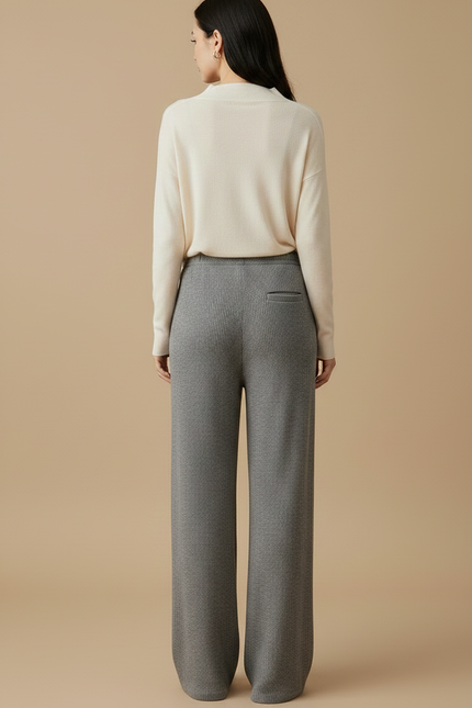 Pantalon Japonais Gris Côtelé Ample Décontracté Fluide - Maille - vue 2