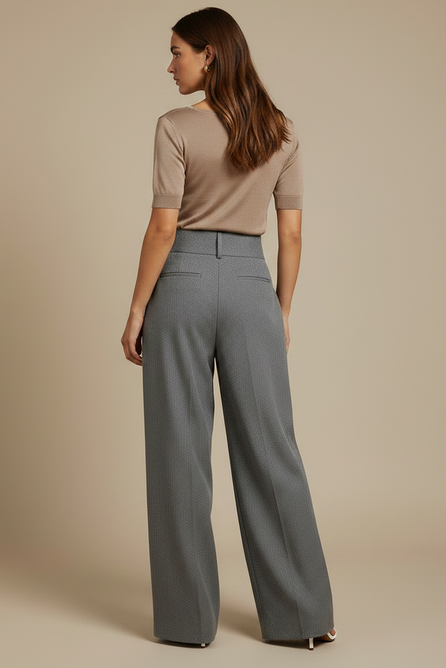 Pantalon Japonais Large Gris Plissé Tissé Élégant - Tweed - vue 2