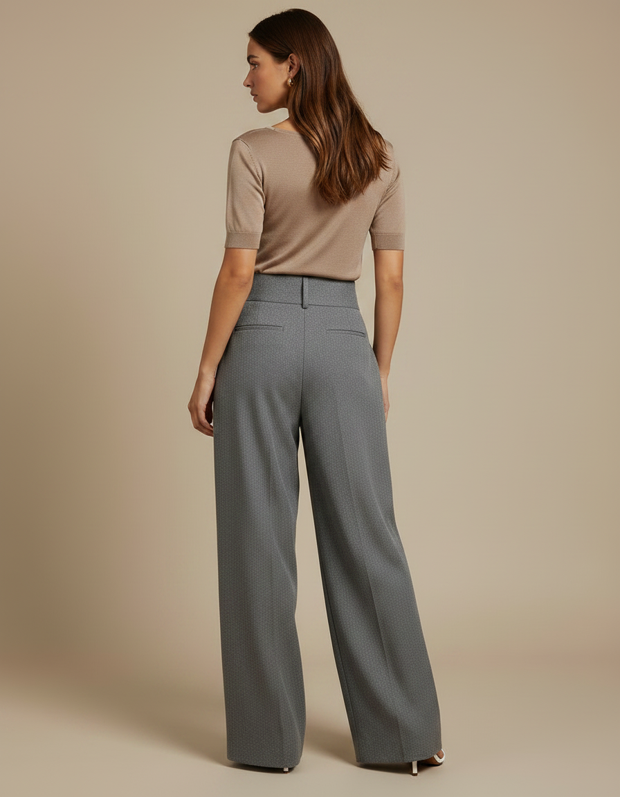 Pantalon Japonais Large Gris Plissé Tissé Élégant - Tweed - vue 2
