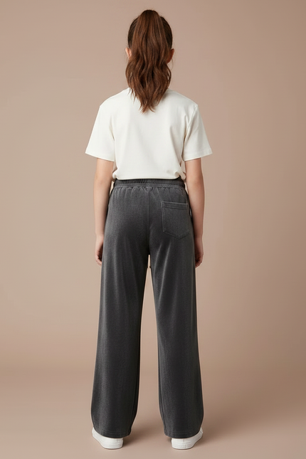 Pantalon Japonais Velours Côtelé Gris Ample Décontracté - vue 2