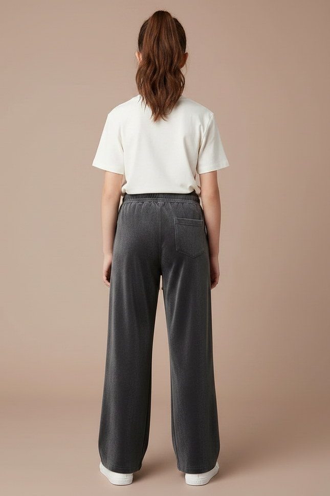 Pantalon Japonais Velours Côtelé Gris Ample Décontracté - vue 2