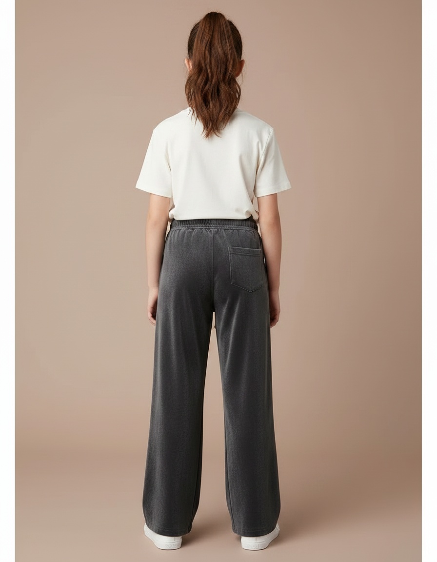 Pantalon Japonais Velours Côtelé Gris Ample Décontracté - vue 2