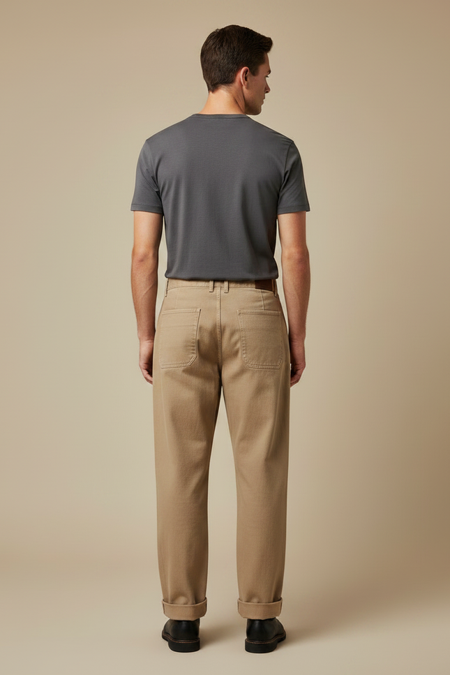 Pantalon Japonais Ample Beige Coton Décontracté Homme - vue 2
