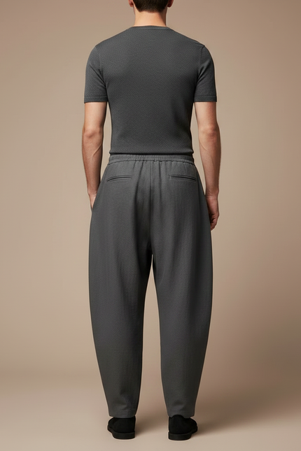Pantalon Japonais Large Gris Fluide Décontracté Homme - Lin - vue 2