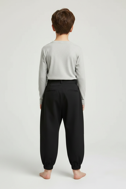 Pantalon Japonais Noir Ample Coton Sarouel Élastique - Gabardine - vue 2