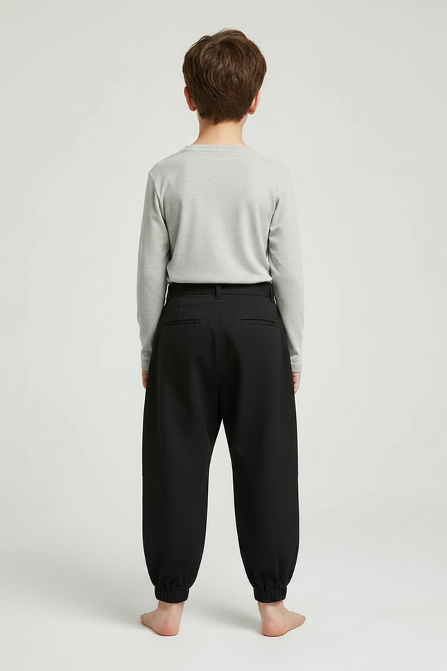Pantalon Japonais Noir Ample Coton Sarouel Élastique - Gabardine - vue 2