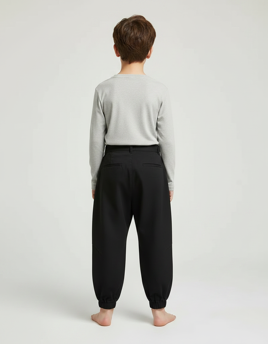 Pantalon Japonais Noir Ample Coton Sarouel Élastique - Gabardine - vue 2
