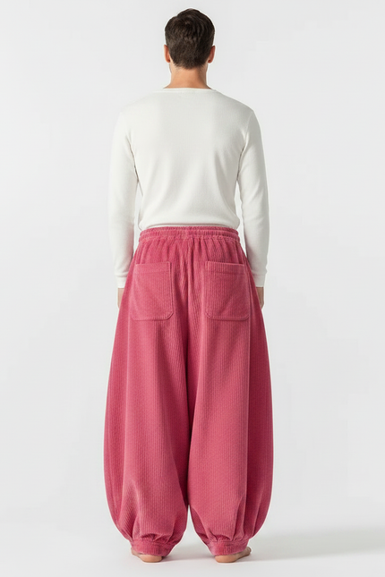 Pantalon Japonais En Velours - Rose Cordé - vue 2