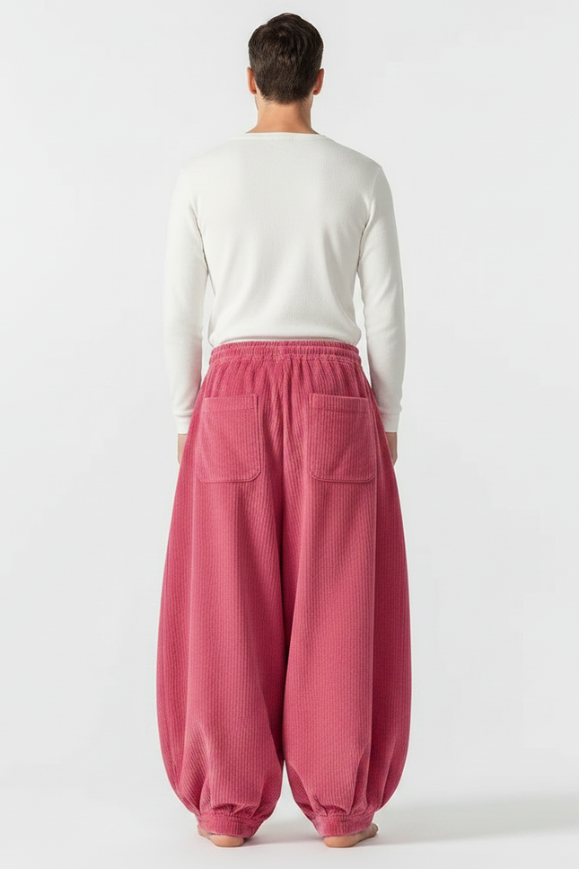 Pantalon Japonais En Velours - Rose Cordé - vue 2