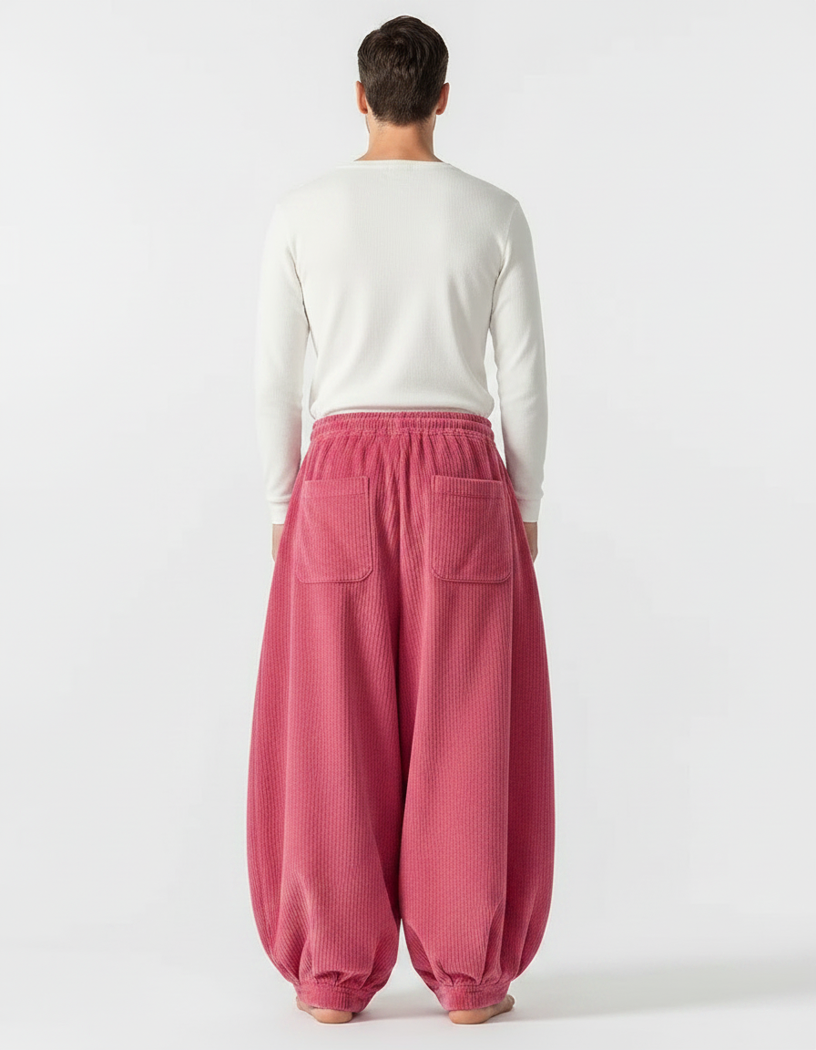 Pantalon Japonais En Velours - Rose Cordé - vue 2