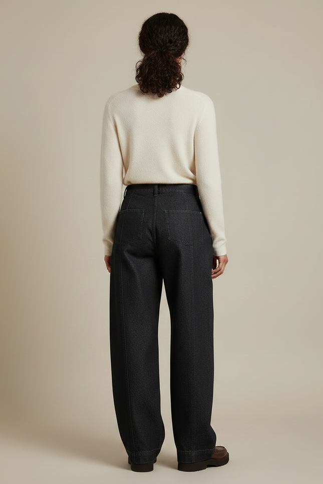 Pantalon Japonais Denim Ample Taille Haute Noir - Jean - vue 2
