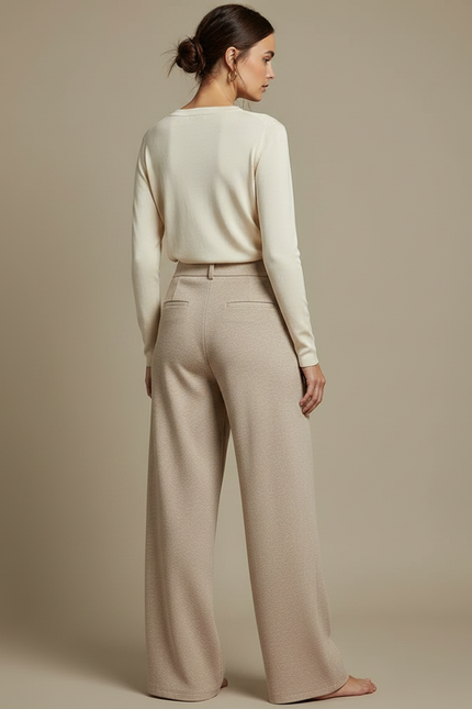 Pantalon Japonais Beige Ample Large Fluide Élégant - Molleton - vue 2