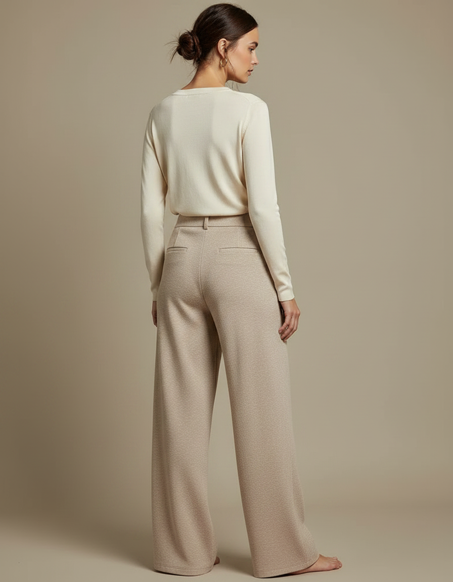Pantalon Japonais Beige Ample Large Fluide Élégant - Molleton - vue 2