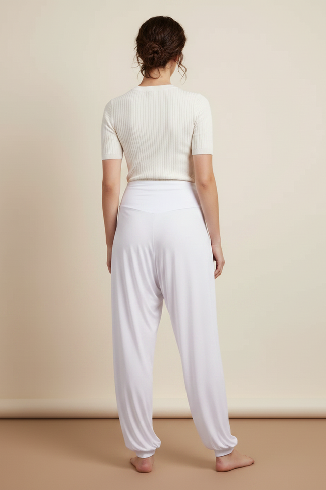Pantalon Japonais Sarouel Fluide Blanc Yoga Femme - Viscose - vue 2