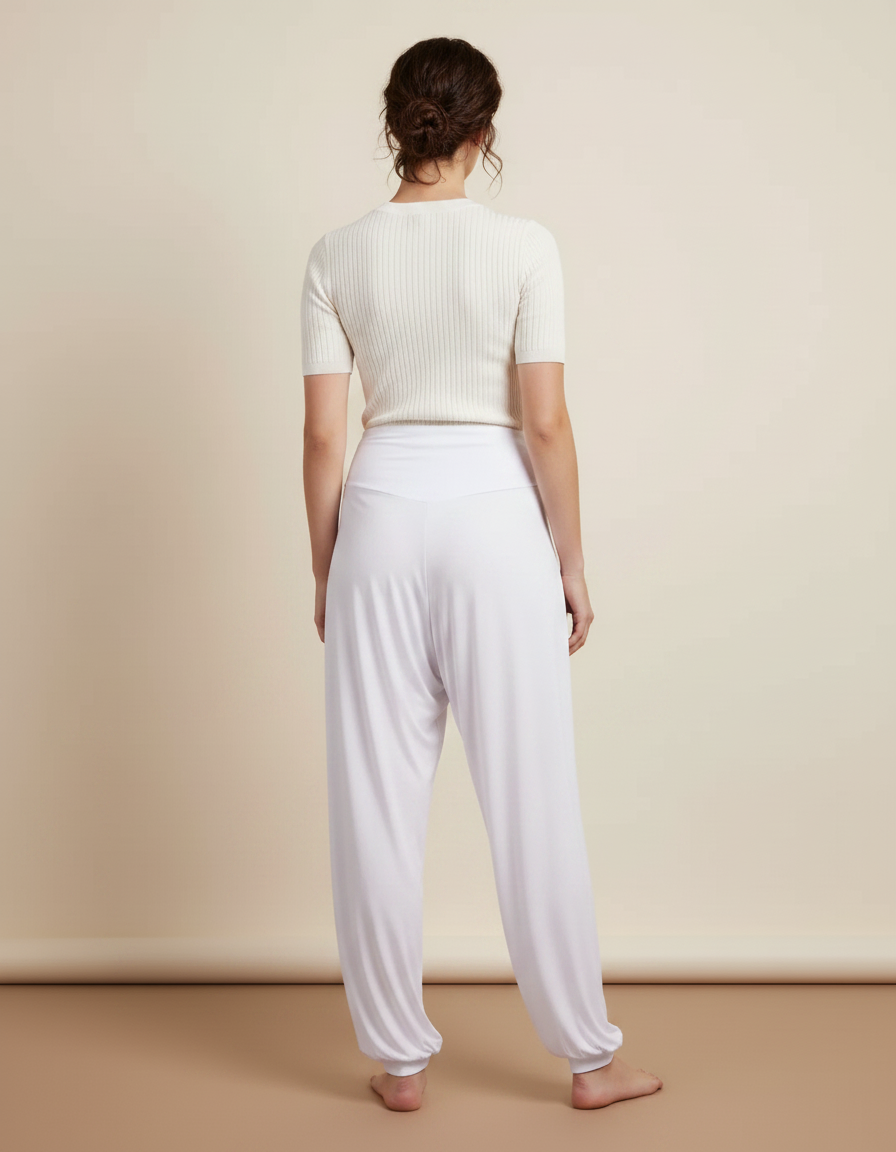 Pantalon Japonais Sarouel Fluide Blanc Yoga Femme - Viscose - vue 2